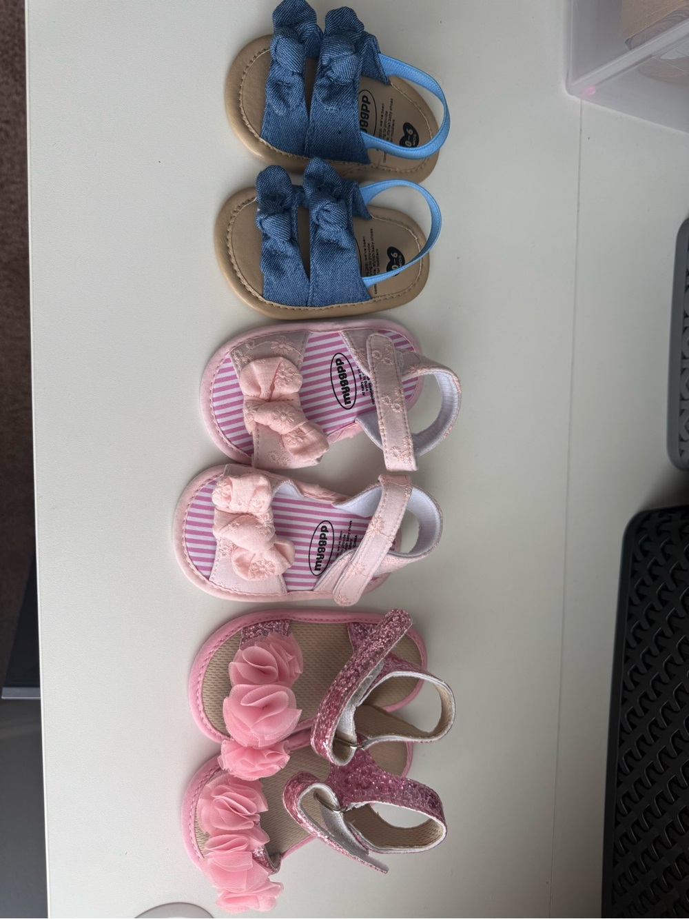 Kids Blue Denim Knot Sandals & Pink Floral Sandals - Pack of 3